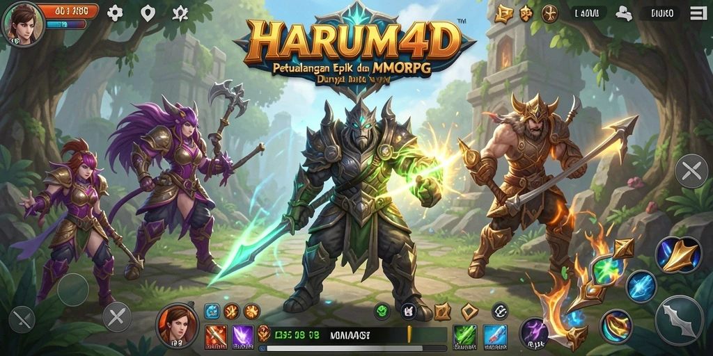 Tampilan seru dari gameplay HARUM4D di dunia MMORPG.
