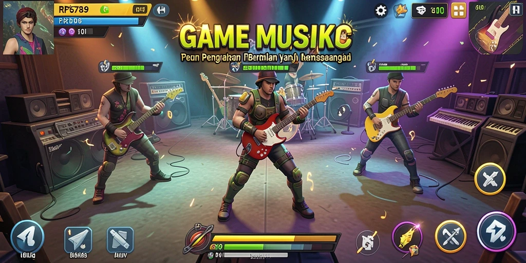 Tangkapan layar permainan RP6789 menampilkan gameplay musik yang seru.